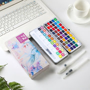 Professional 50/72/90 Color Solid Watercolor Set Basic Neon Glitter Watercolor Paint for Drawing Art Paint Supplies Art Supplies