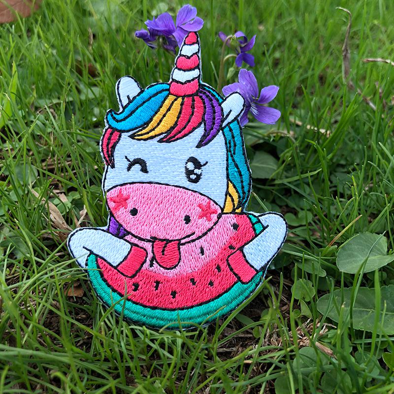Prajna Hippie Unicorn Patches Embroidered Patches For Clothing DIY Magic Rainbow Stripes Iron On Patches For Kids Cloth Applique