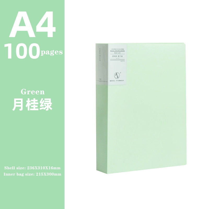 JIANWU A4 Morandi file bag 100 pages Data book Large capacity file folder  portfolio Office stationery