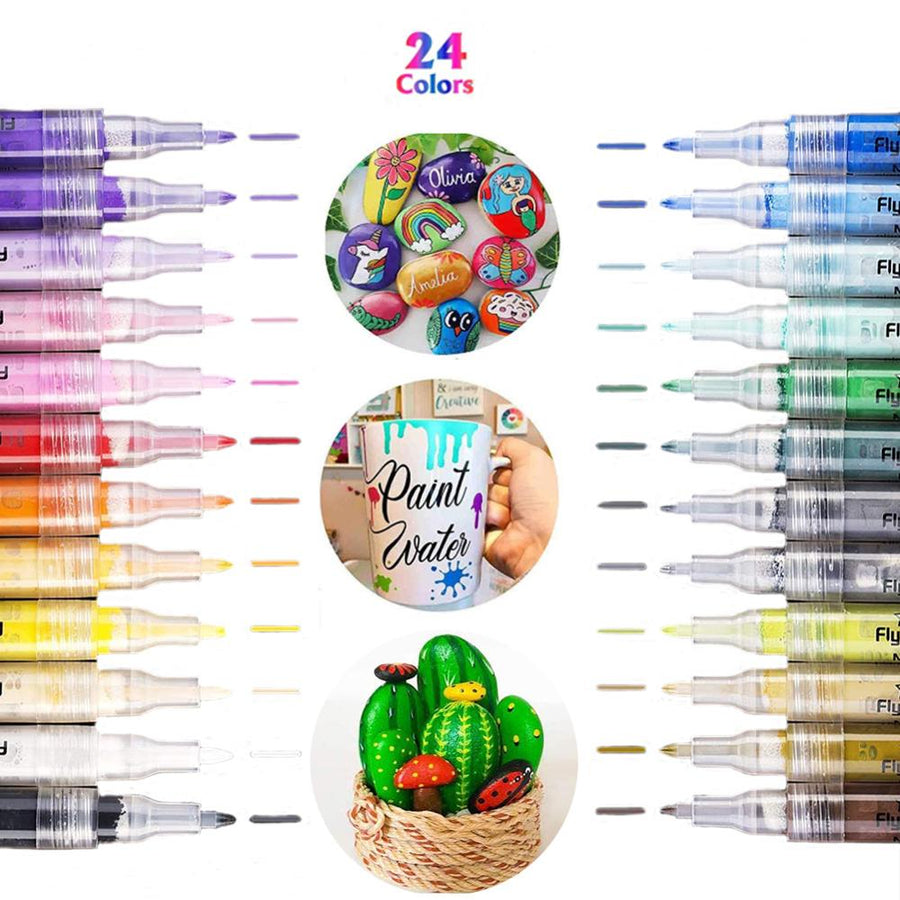 Acrylic Paint Pens Waterproof Acrylic Marker Pens Set, 15/24 Colors Acrylic Pens for DIY Rock, Stone, Ceramic, Glass, Mugs, Wood