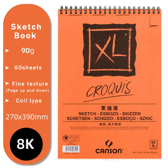 CANSON XL Series Creative Painting Book 16K/8K/A4/A3 Sketch/Marker/Acrylic/Watercolor/Pencil/Toner Stick Book Kraft Paper Book