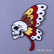 Japan Anime Cartoon Patches On Clothes Skull Heart Iron on Embroidered Patches For Clothing DIY Hippie Stripe Applique Badge diy