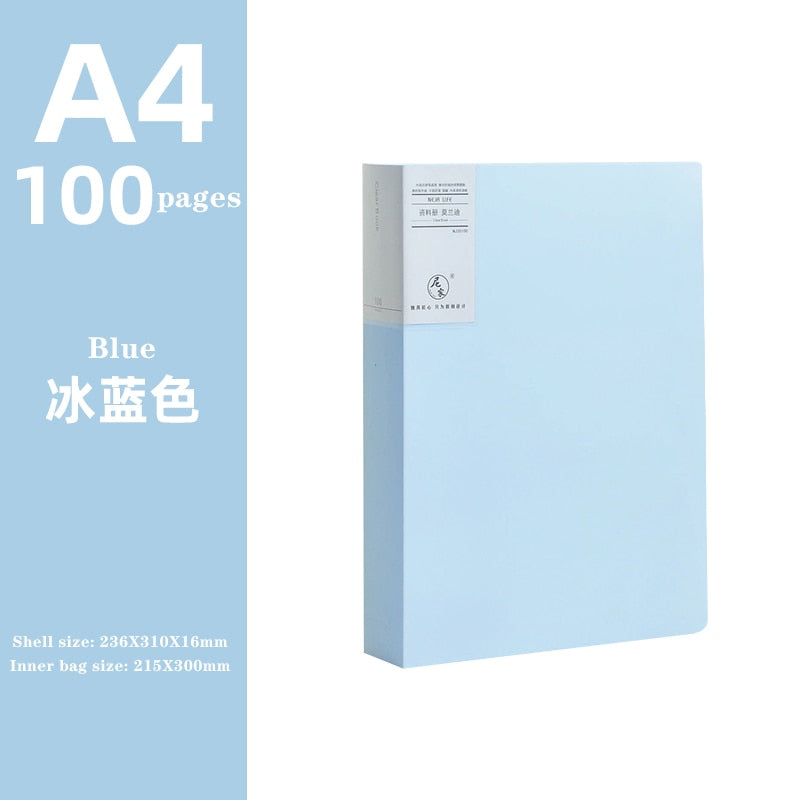 JIANWU A4 Morandi file bag 100 pages Data book Large capacity file folder  portfolio Office stationery