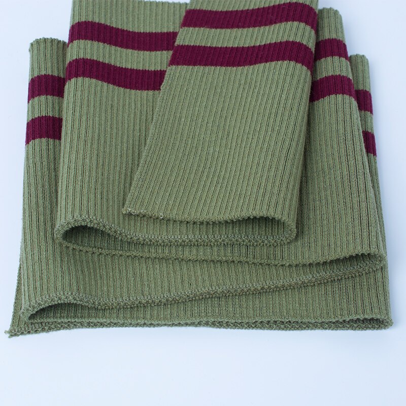 Buulqo 80cm Yarn Dyed Stripes Stretch Cuff DIY Cotton Knitted Fabric For Neckline Hem, Winter Jacket,Clothing Accessories Collar