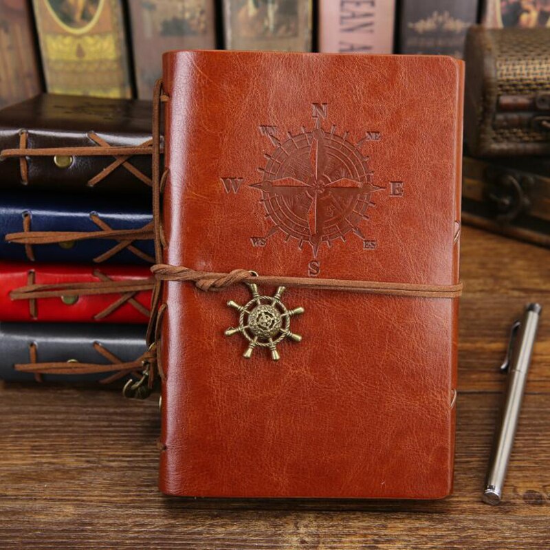 Retro Spiral Notebook Diary Notepad Vintage Pirate Anchors PU Leather Note Book Replaceable Stationery Gift Traveler Journal