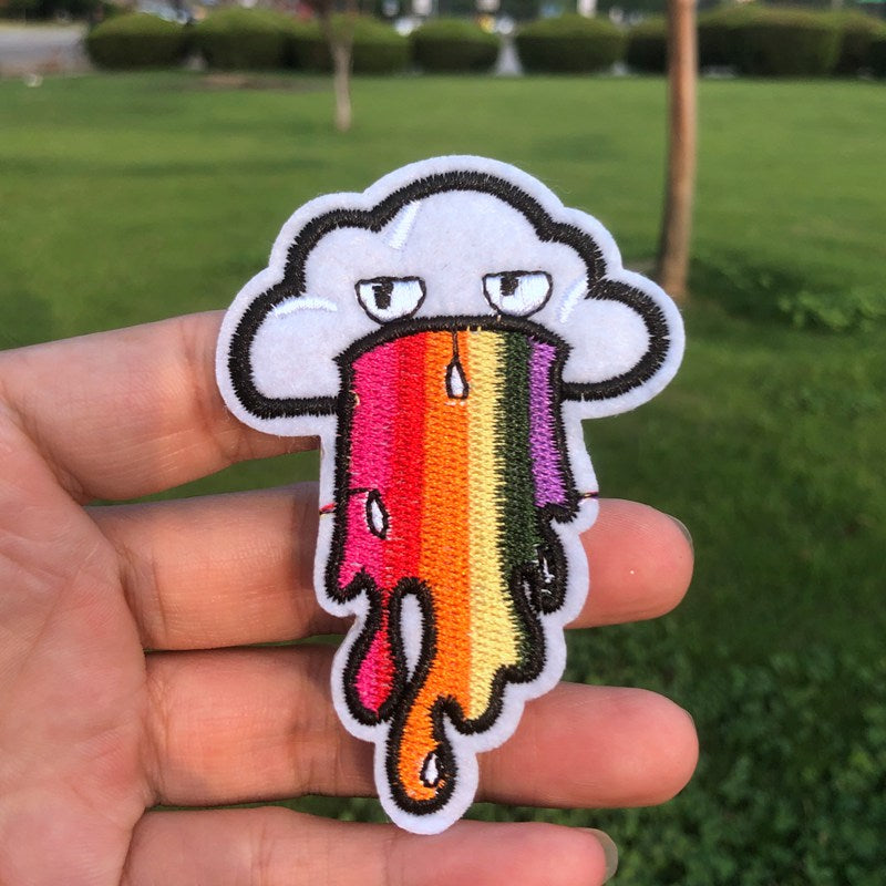 Prajna Hippie Unicorn Patches Embroidered Patches For Clothing DIY Magic Rainbow Stripes Iron On Patches For Kids Cloth Applique