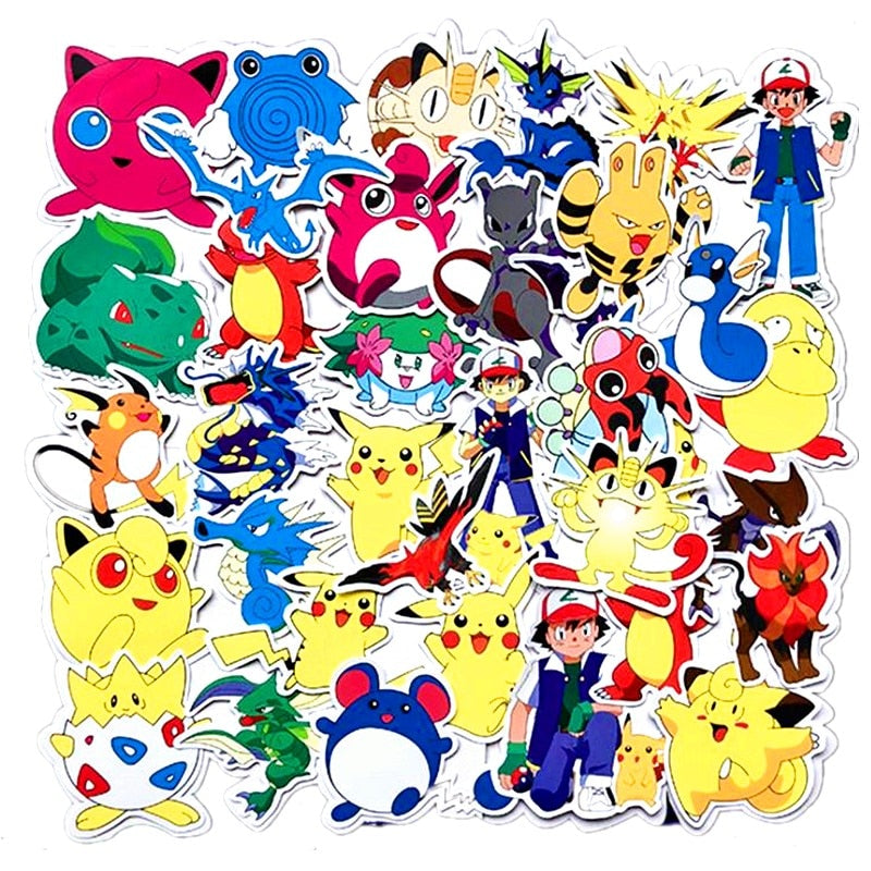Funny joy pokemon toy graffiti sticker skateboard mobile phone autocollant tablet computer Pikachu stickers PVC pegatinas