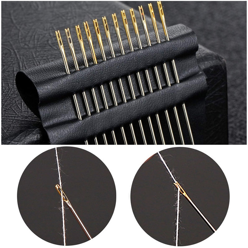 LMDZ 12/21/24PCS Elderly needle-side hole blind needle Needless Tail Side Opening Stainless Steel Hand Sewing Needless threading