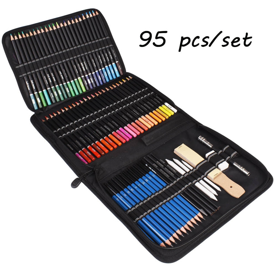 72PCS Sketch Pencils and Colored Pencils Set School Supplies Drawing Pencils Beginner Kit Watercolor Metallic Oily Art Supplies