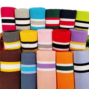 Buulqo 80cm Yarn Dyed Stripes Stretch Cuff DIY Cotton Knitted Fabric For Neckline Hem, Winter Jacket,Clothing Accessories Collar