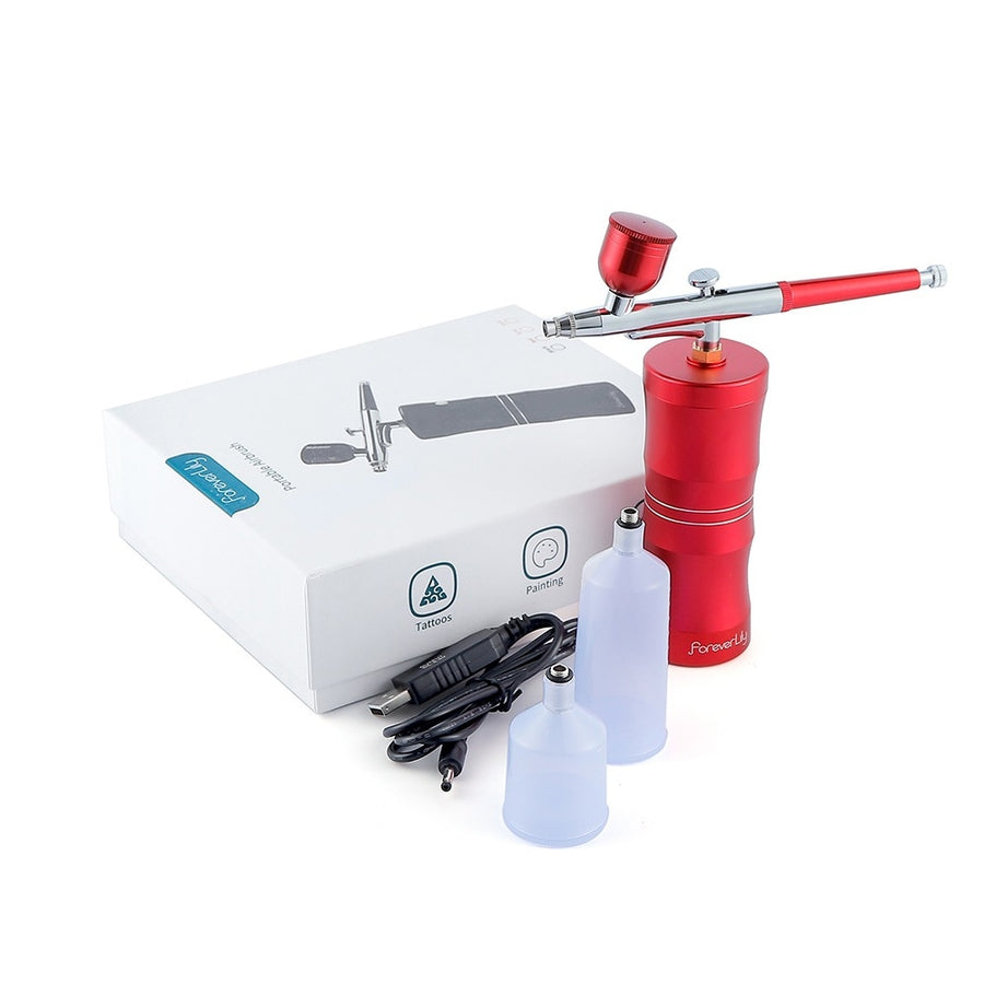 Foreverlily Mini Air Compressor Kit Air-Brush Paint Spray Gun Airbrush For Nail Art Tattoo Craft Cake Face Nano Fog Mist Sprayer