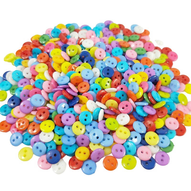 HL 100/300/600PCS Mix Color 7MM Nylon Buttons 2 Holes DIY Scrapbooking Kid&#39;s Garment Dolls Sewing Accessories