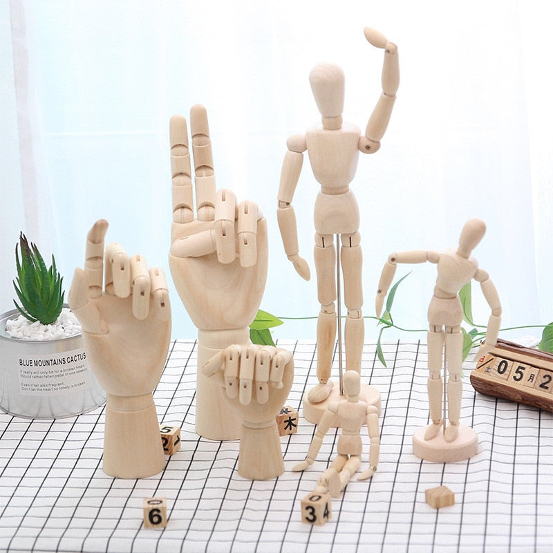 Drawing Sketch Mannequin Model Movable Limbs Wooden Hand Body Action Toys Figures Home Decor Artist Models Jointed Doll Gifts