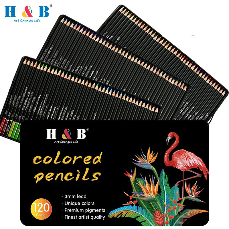 120 Colors Professional Oil Color Pencils Set Sketch Pencil Non-Toxic Wood Soft Bright Color Pencil Artist Paint School Supplies