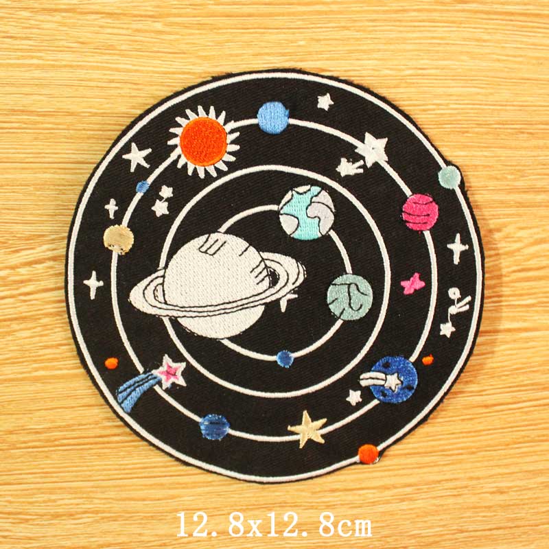 DIY Mountain Trave Embroidered Patches For Clothing Applique Iron on Patches On Clothes Space Patch Traveler Badges Stripes