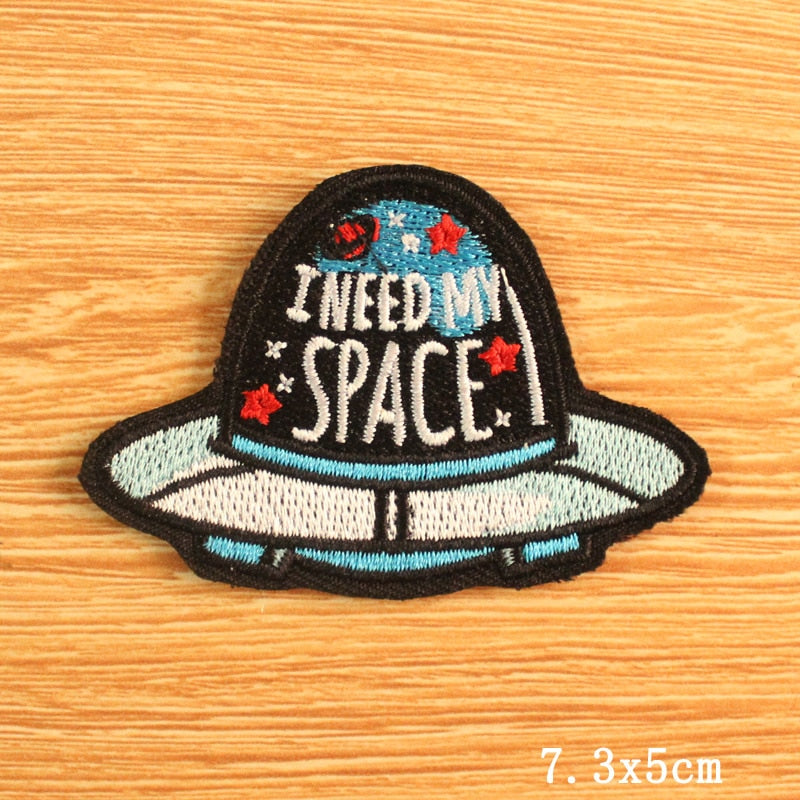 DIY Mountain Trave Embroidered Patches For Clothing Applique Iron on Patches On Clothes Space Patch Traveler Badges Stripes