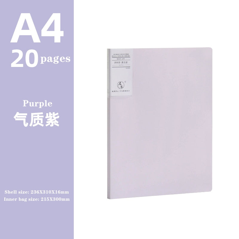 JIANWU A4 Morandi file bag 100 pages Data book Large capacity file folder  portfolio Office stationery