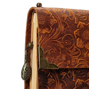 Embossed Pattern Soft Leather Travel Notebook with Lock and Key Diary Notepad Paper for Business Sketching &amp; Writing