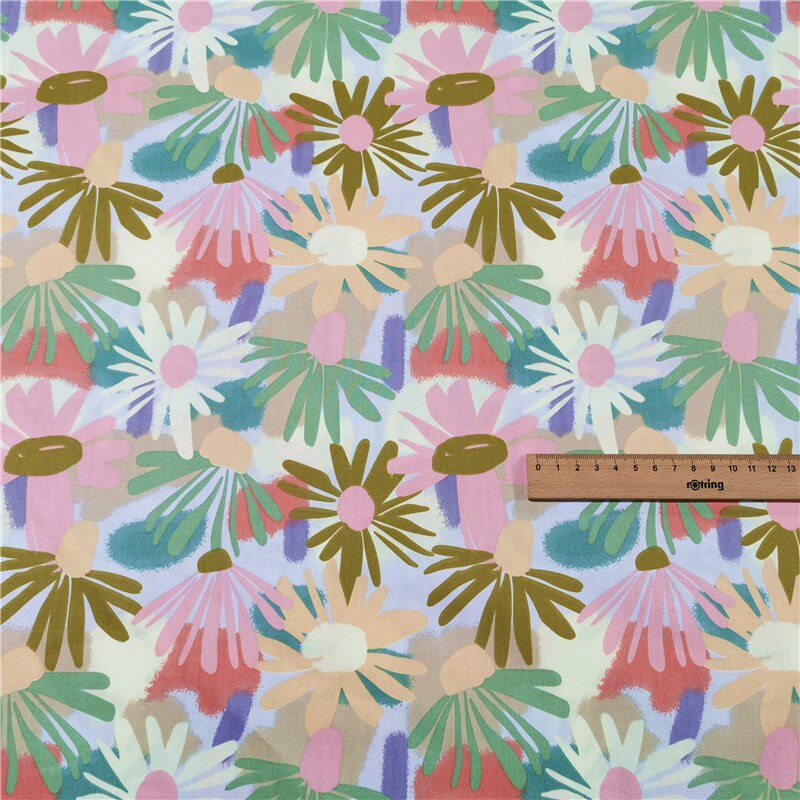 Pastrol Floral Cotton Fabric Printed Kids Quilting Cotton Twill Cloth For  DIY Sewing Craft Material