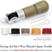 Leathercraft Sewing Stitching Awl Needle Tool Kit Handwork DIY Leather Shoe Repair Purses Wallets Clothes Craft Supplies Thread