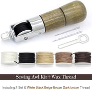Leathercraft Sewing Stitching Awl Needle Tool Kit Handwork DIY Leather Shoe Repair Purses Wallets Clothes Craft Supplies Thread