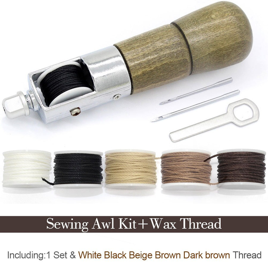 Leathercraft Sewing Stitching Awl Needle Tool Kit Handwork DIY Leather Shoe Repair Purses Wallets Clothes Craft Supplies Thread