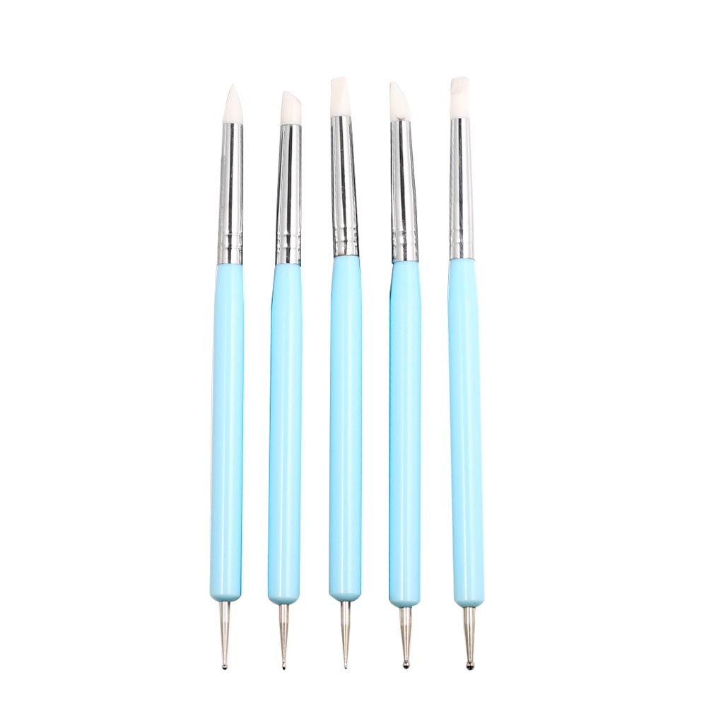 5pcs/set Double-ended Dotting Tools Set Nail Art Embossing Tools Pottery Craft Art Silicone Brushes Pottery Clay Tool