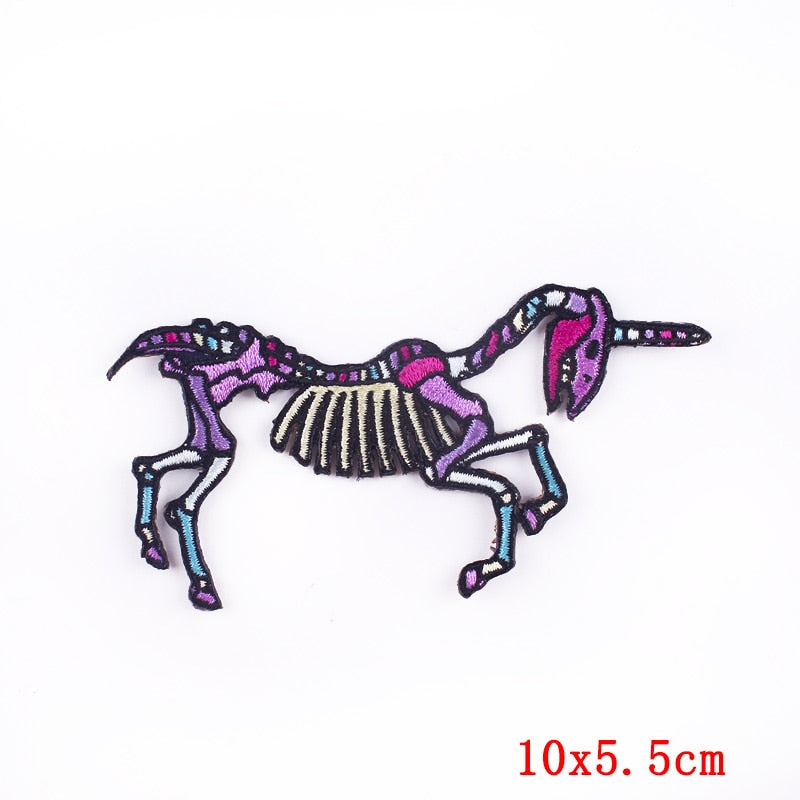 Prajna Hippie Unicorn Patches Embroidered Patches For Clothing DIY Magic Rainbow Stripes Iron On Patches For Kids Cloth Applique