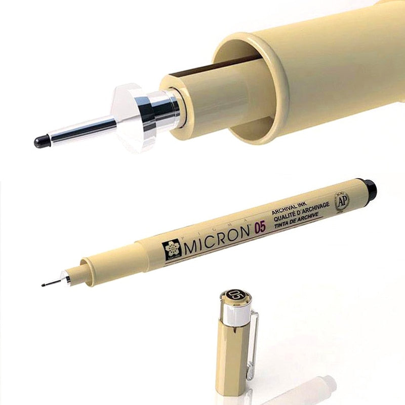 1 Piece Pigment Liner Pigma Pen Fine Line Sketching Markers Different Tip Black Fineliner StylographsDrawing Pens Copic Supplier