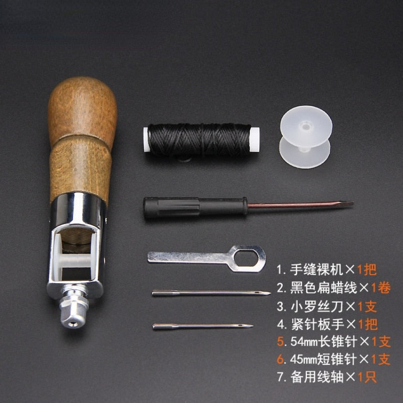 Sewing Needle Leather Sewing Awl Kit Hand Stitcher Set Lock Stitching Hand Stitcher Thread Needles Kit Craft Stitch Tools