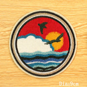 DIY Mountain Trave Embroidered Patches For Clothing Applique Iron on Patches On Clothes Space Patch Traveler Badges Stripes