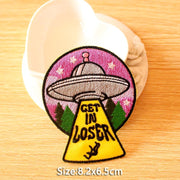 DIY Mountain Trave Embroidered Patches For Clothing Applique Iron on Patches On Clothes Space Patch Traveler Badges Stripes
