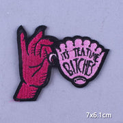 Japan Anime Cartoon Patches On Clothes Skull Heart Iron on Embroidered Patches For Clothing DIY Hippie Stripe Applique Badge diy