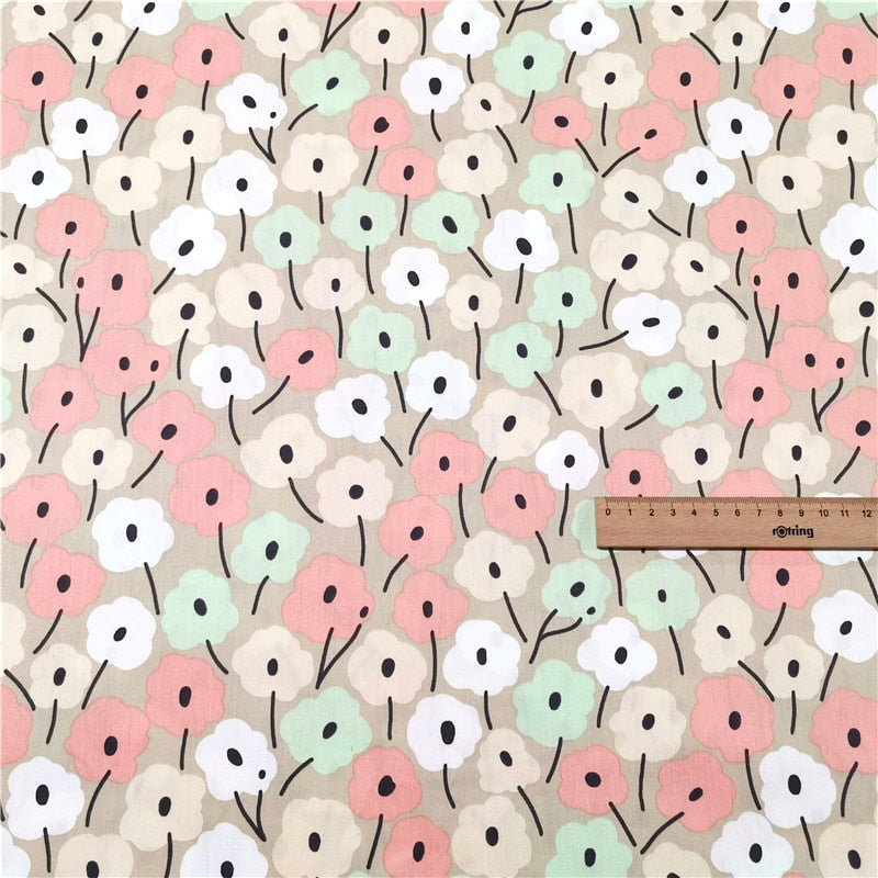 Pastrol Floral Cotton Fabric Printed Kids Quilting Cotton Twill Cloth For  DIY Sewing Craft Material