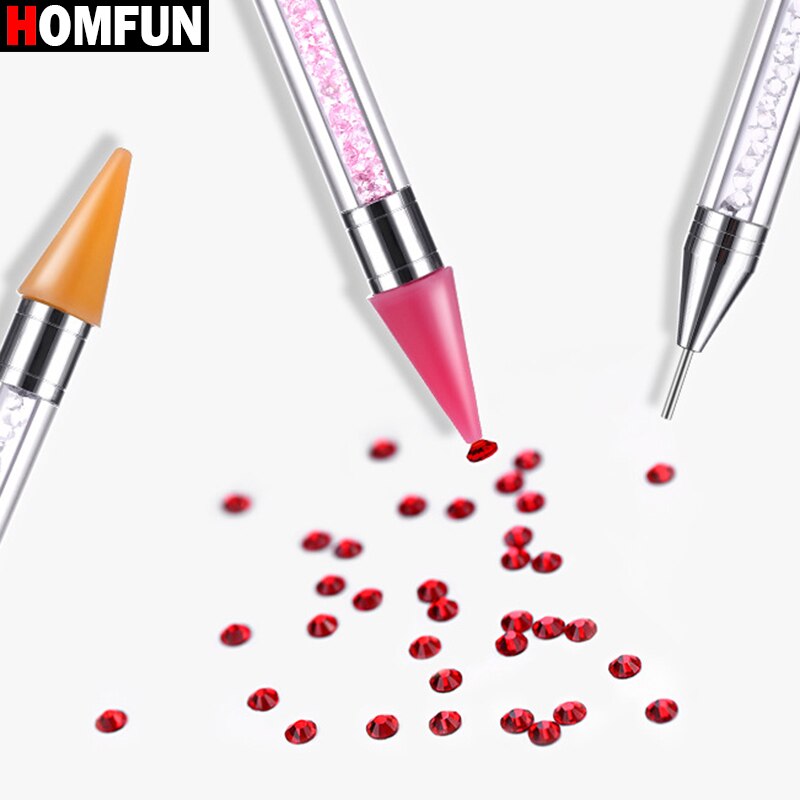 HOMFUN DIY Diamond Painting Pen Tool Accessories Rhinestones Pictures Double Head Diamond Embroidery Point Drill Pen Gift