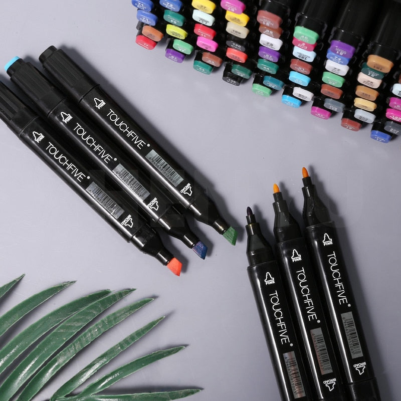 TouchFIVE 30/40/60/80/168 Color Alcohol Markers Dual Headed Artist  Sketch Oily Alcohol Ink Pen Marker For Animation Manga