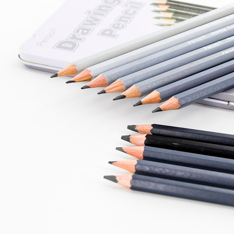 Premium 12/14/37pcs Graphite Drawing Pencils Sketch Set Kit 4H-12B Sketch Pencil 16 Sheets Sketch Book  Writing Art Supplies