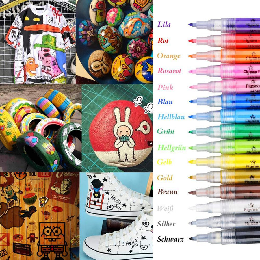 Acrylic Paint Pens Waterproof Acrylic Marker Pens Set, 15/24 Colors Acrylic Pens for DIY Rock, Stone, Ceramic, Glass, Mugs, Wood