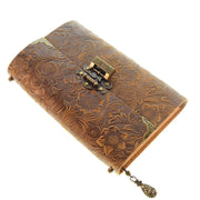Embossed Pattern Soft Leather Travel Notebook with Lock and Key Diary Notepad Paper for Business Sketching &amp; Writing