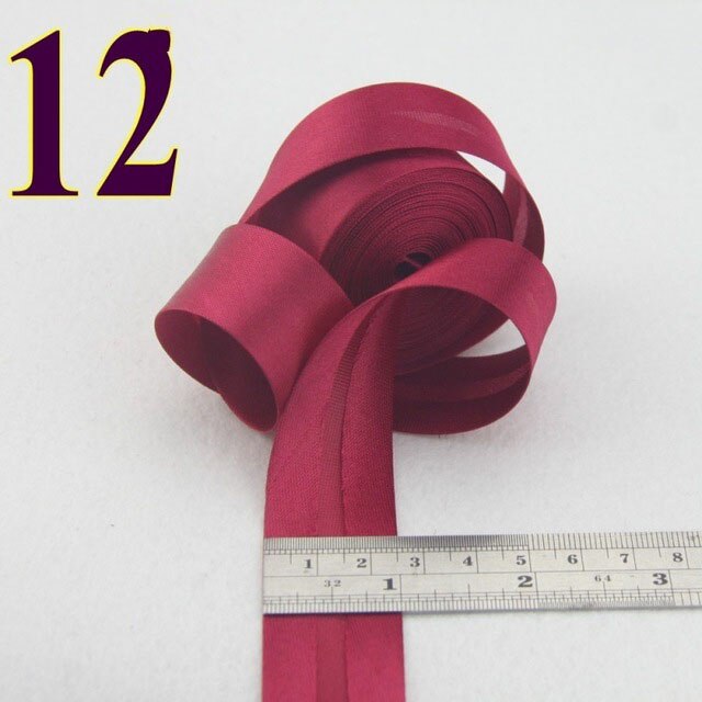 25mm(1&quot;) satin bright ironed single fold polyester bias binding tape table cloth garment quilt craft sewing accessories