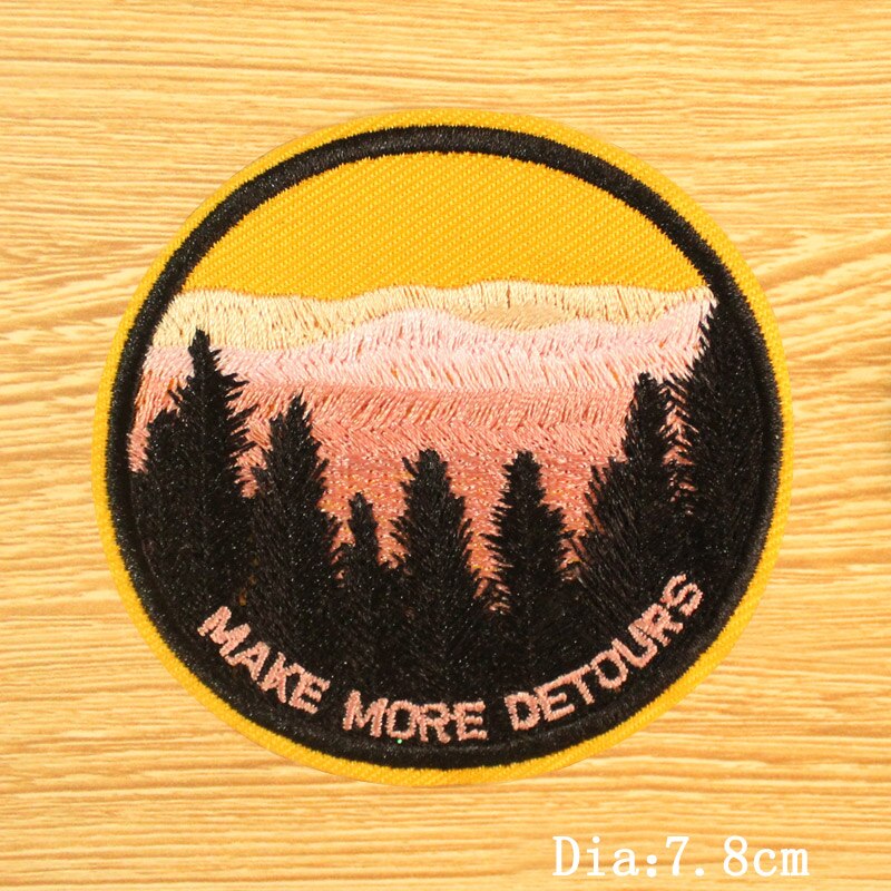 DIY Mountain Trave Embroidered Patches For Clothing Applique Iron on Patches On Clothes Space Patch Traveler Badges Stripes