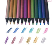 Brutfuner 12 Colors Metallic Pencil Drawing Sketch Set Soft Wood Golden Color Pencil For School Student Stationery Art Supplies