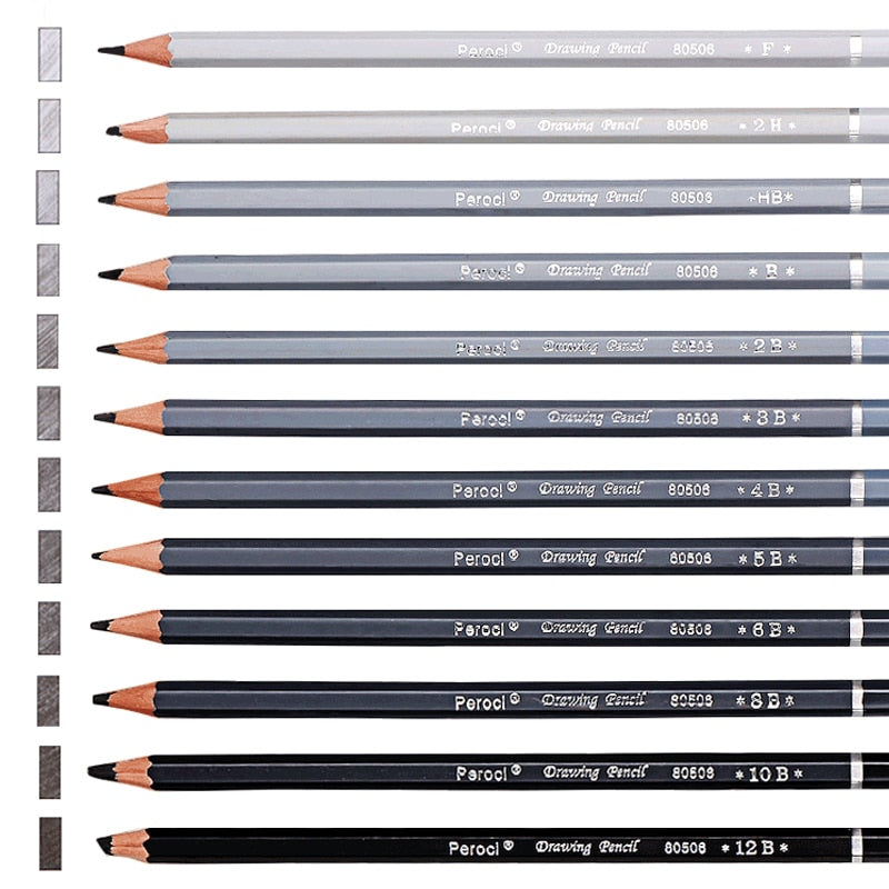 Premium 12/14/37pcs Graphite Drawing Pencils Sketch Set Kit 4H-12B Sketch Pencil 16 Sheets Sketch Book  Writing Art Supplies