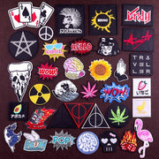 Punk Diy Embroidery Patches For Clothing Iron On Letter Embroidered Patches For Clothes Stripe Stickers For Shirt Jacket Badges