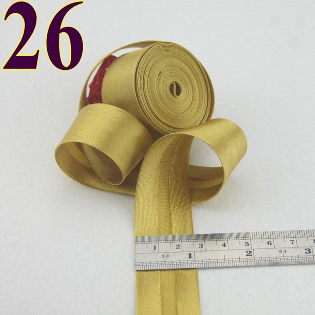 25mm(1&quot;) satin bright ironed single fold polyester bias binding tape table cloth garment quilt craft sewing accessories