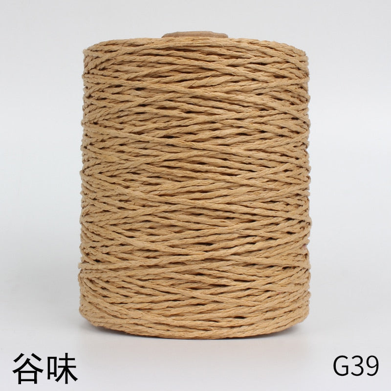 1Roll=280M Natural Raffia Straw Yarn For Summer Hand Knit Crochet Hat HandBag Cushion Baskets Knitting Material Colorful Threads