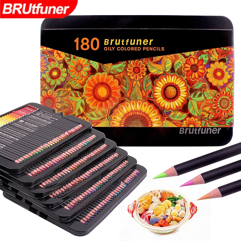 Brutfuner 72/120/180/260 Square Barrels Colored Pencils for Adult Artists for Coloring Books Drawing Sketching Artist Students