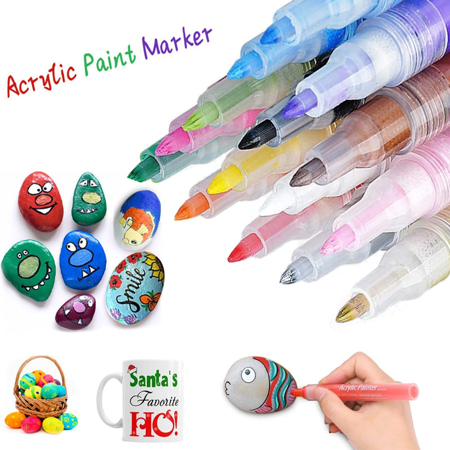 Acrylic Paint Pens Waterproof Acrylic Marker Pens Set, 15/24 Colors Acrylic Pens for DIY Rock, Stone, Ceramic, Glass, Mugs, Wood