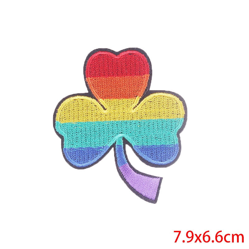 Prajna Hippie Unicorn Patches Embroidered Patches For Clothing DIY Magic Rainbow Stripes Iron On Patches For Kids Cloth Applique