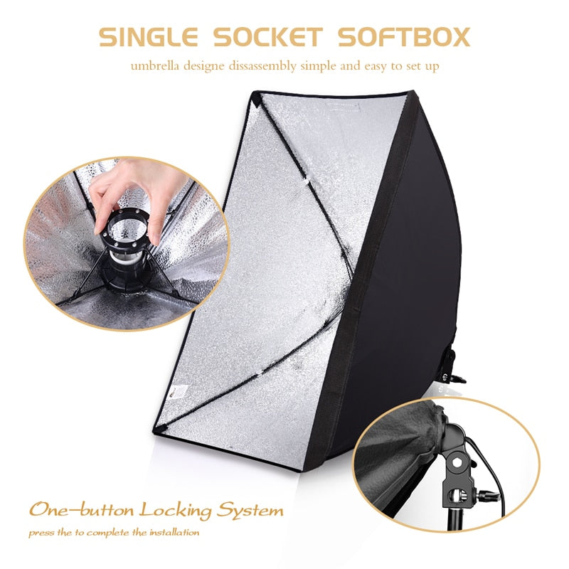 Photo Studio Equipment Photography Softbox Lighting Kit 50x70CM Professional Continuous Light System Soft box